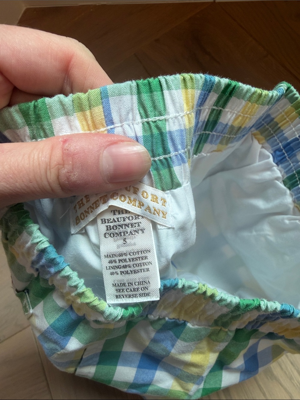 The Beaufort Bonnet Company Gingham Shorts in Green Blue Yellow - Picture 4 of 5